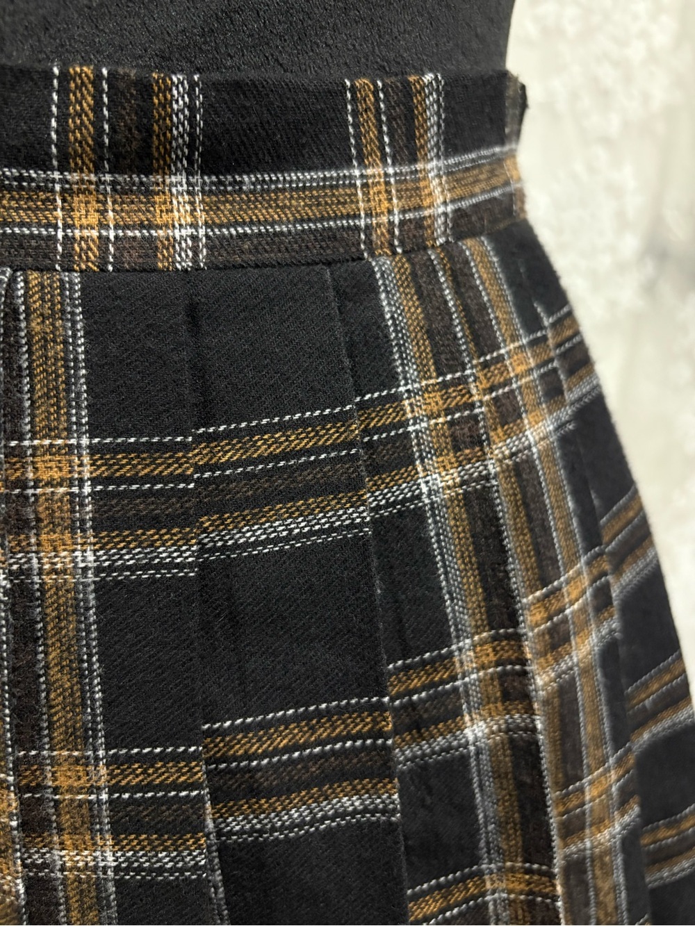 SHEIN Black and Brown Plaid Pleated Skater Skirt - Picture 3 of 5